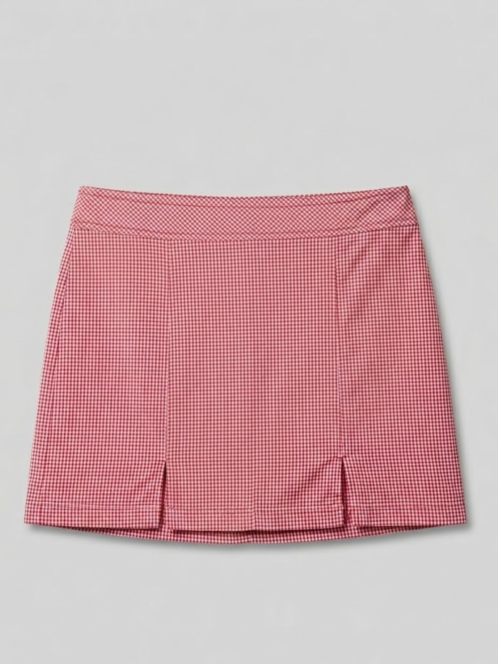Red Gingham Mini Skort with Double Front Slits